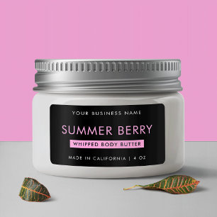 Etiqueta Moderno Jar estético negro y rosado