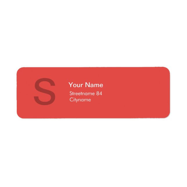 ETIQUETA MODERNO MONOGRAMA INICIAL ROJO (Frente)