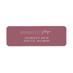 Etiqueta Moderno profesional Minimalista Dusty Rosa Simple