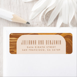 Etiqueta Moderno Resumen Marble Swirl Gold Return Address