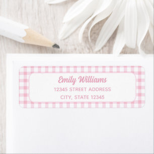 Etiqueta Moderno Retro Cute Girly Pink Gingham