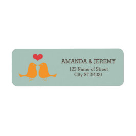Etiqueta Moderno retro Vinyl Grabar Aves de Amor Boda