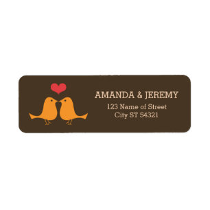 Etiqueta Moderno retro Vinyl Grabar Aves de Amor Boda
