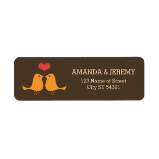 Etiqueta Moderno retro Vinyl Grabar Aves de Amor Boda