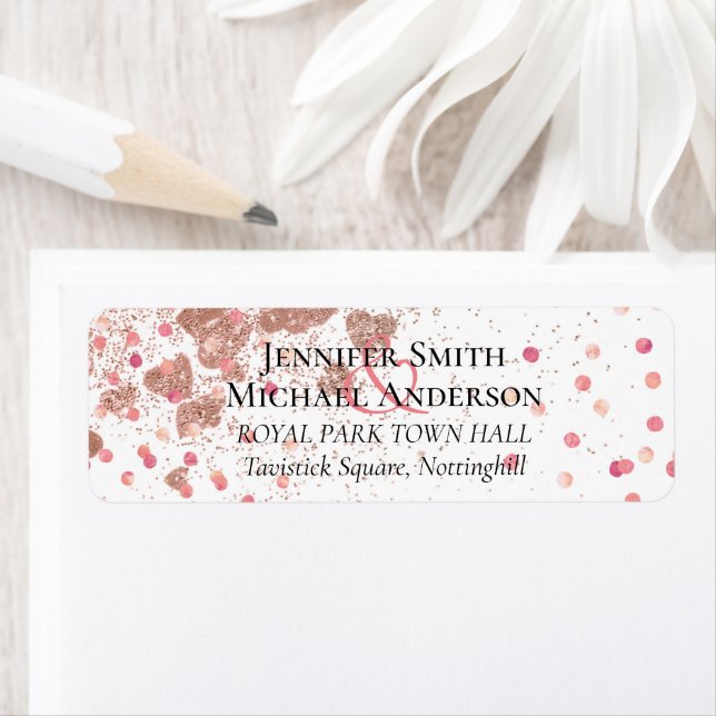 Etiqueta Moderno Rosa Gold Trendy Budget Boda (In situ)