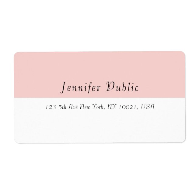 Etiqueta Moderno Simple Template Rosa Beige Blanco Elegante (Frente)