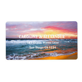 Etiqueta Moderno Sunset Ocean Tropical Beach Wedding