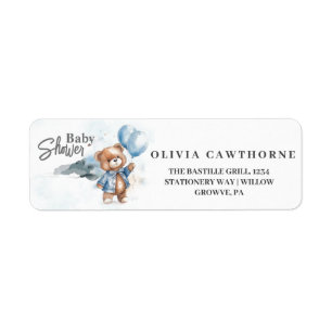 Etiqueta Moderno Teddy Bear Baby Boy Shower