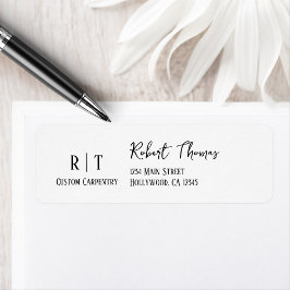 Etiqueta Moderno y elegante blanco negro, profesional negoc