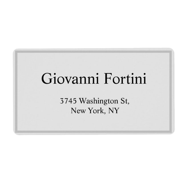 Etiqueta Moderno y elegante estilo de moda Gris Plain Elega (Frente)