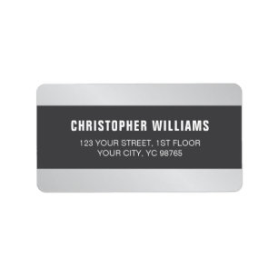 Etiqueta Moderno y elegante Faux Silver Gray White