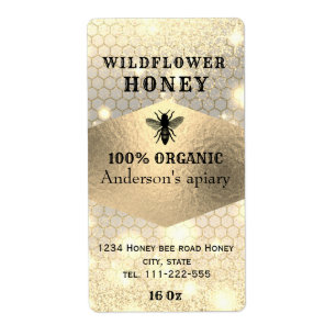 Etiqueta Moderno y elegante logotipo de oro brillante abeja