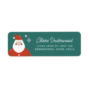 Etiqueta Moderno y elegante Santa Claus Verde azulada direc