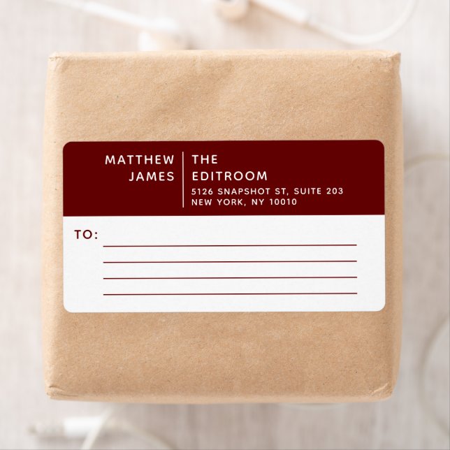 Etiqueta Moderno y simple Negocio Blanco Borgoña (In situ)