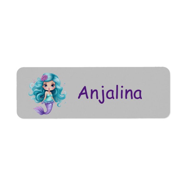 Etiqueta modernos, simples y adorables niños de sirena nomb (Frente)