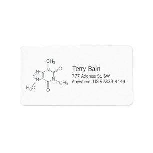 Etiqueta Molécula del cafeína para los amantes del café