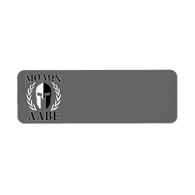 Etiqueta Molon Labe Spartan Mask Armor Laureles Monocrome (Frente)