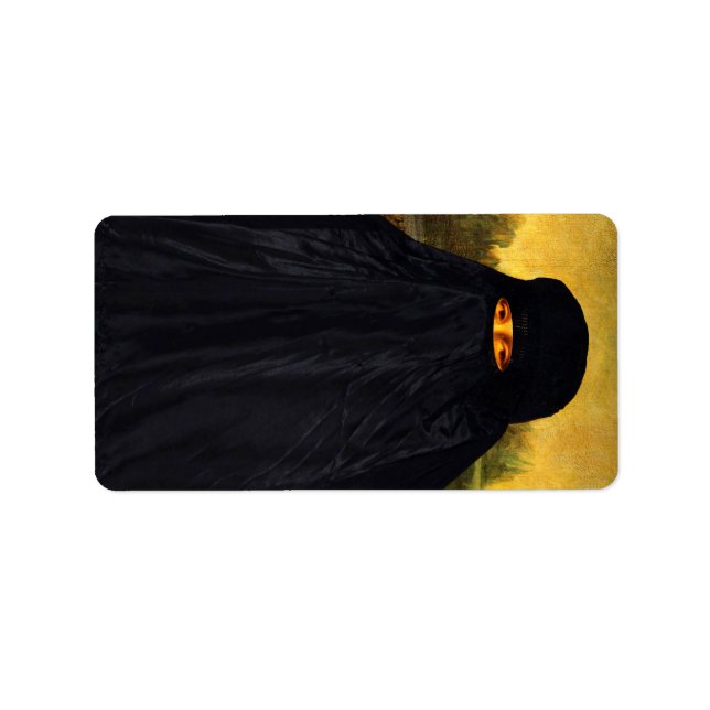 Etiqueta Mona Lisa oculta detrás de Burqa (Frente)