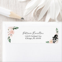 Monada de boda con flores rosadas de Halloween