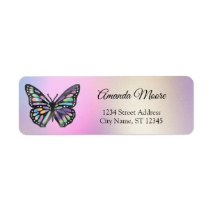 Etiqueta Monarch butterfly holograph foil wings modern