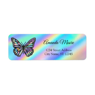 Etiqueta Monarch butterfly holograph foil wings modern