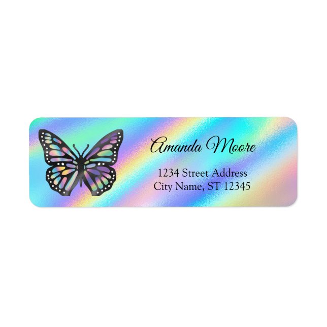 Etiqueta Monarch butterfly holograph foil wings modern (Frente)