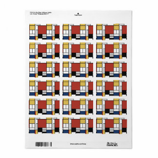 Etiqueta Mondrian Pintura de Plano Rojo Amarillo Azul Gris