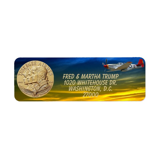 ETIQUETA MONEDA DE AIRMEN DE TUSKEGEE (Frente)