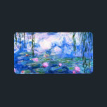 Etiqueta Monet Pink Water Lilies<br><div class="desc">Las nenúfares rosa de Monet se dirigen a las etiquetas con hermosos nenúfares rosas flotando en un estanque azul tranquilo con colchonetas de lirios. Un gran regalo de Monet para los amantes del impresionismo y del arte francés. Impresionismo natural sereno con flores y paisajes pintorescos de estanques.</div>