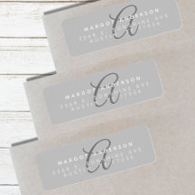 Mongoram Chic | Stylish Script Grey Return Address
