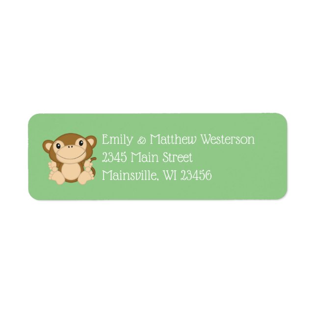 Etiqueta Monkey Baby Shower Green (Frente)