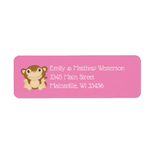 Etiqueta Monkey Baby Shower Pink