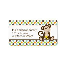 Etiqueta Mono y puntos de polka