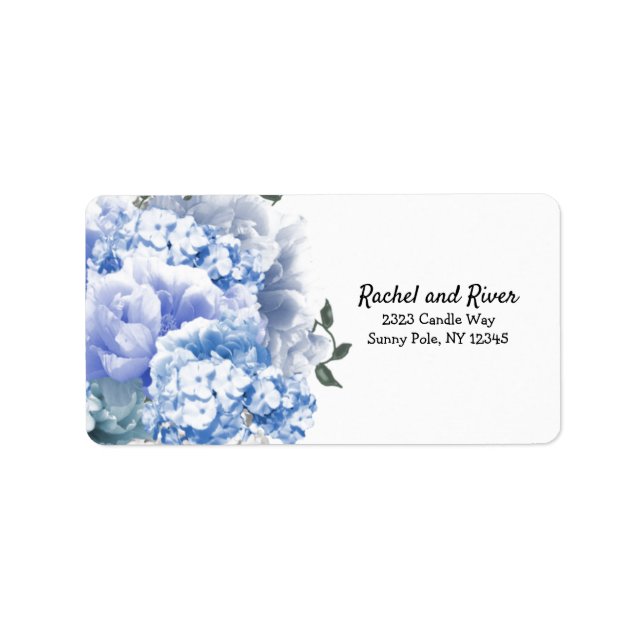 Etiqueta Monochromatic Blue Floral Address Label (Frente)