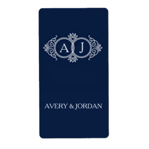 Etiqueta Monogram initials wedding  frame minimal design 