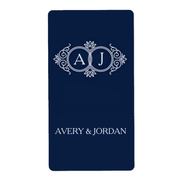 Etiqueta Monogram initials wedding  frame minimal design  (Frente)