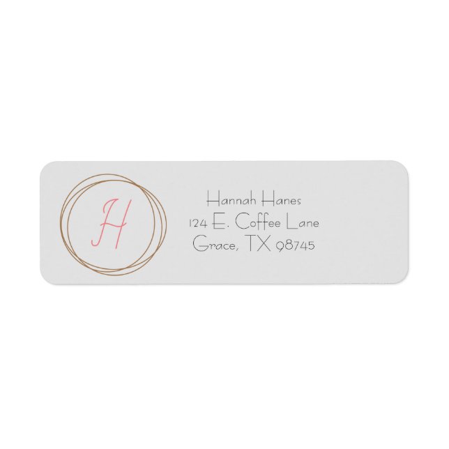 Etiqueta Monogram Unique Letter Collection Address Label (Frente)