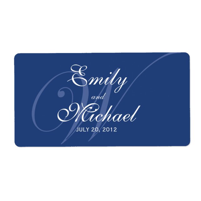 Etiqueta Monogram Wedding Labels -Deep Blue (Frente)