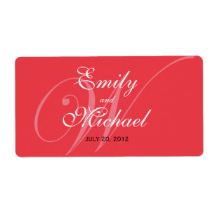 Etiqueta Monogram Wedding Labels -Deep Red