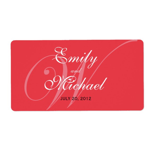 Etiqueta Monogram Wedding Labels -Deep Red (Frente)