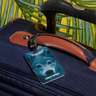 Etiqueta Monograma azul Lone Wolf Lumaletas