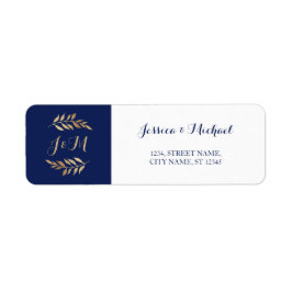 Etiqueta Monograma azul oscuro deja Boda de corona