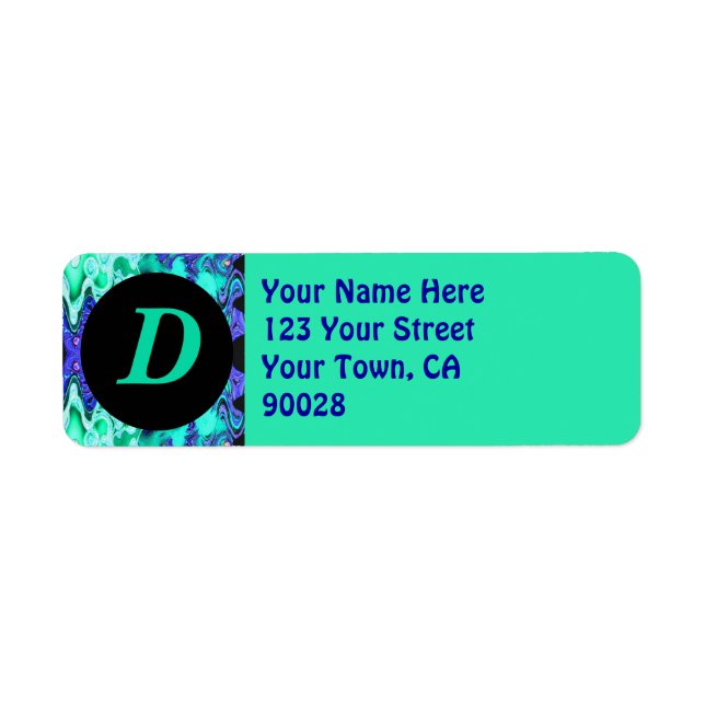 Etiqueta Monograma azul turquesa (Frente)