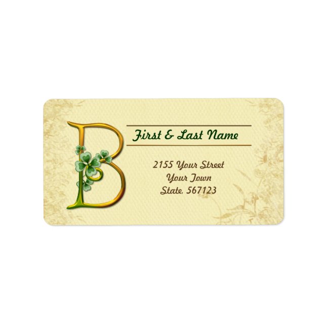 Etiqueta Monograma B de oro irlandés (Frente)