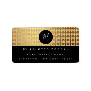 Etiqueta Monograma Black White Gold Diamond RSVP