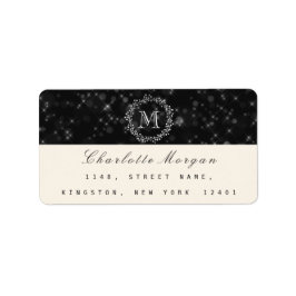 Etiqueta Monograma blanco negro RSVP Creamy Ivory