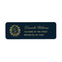 Monograma Caligrafía Elegante Corona Azul Marino D