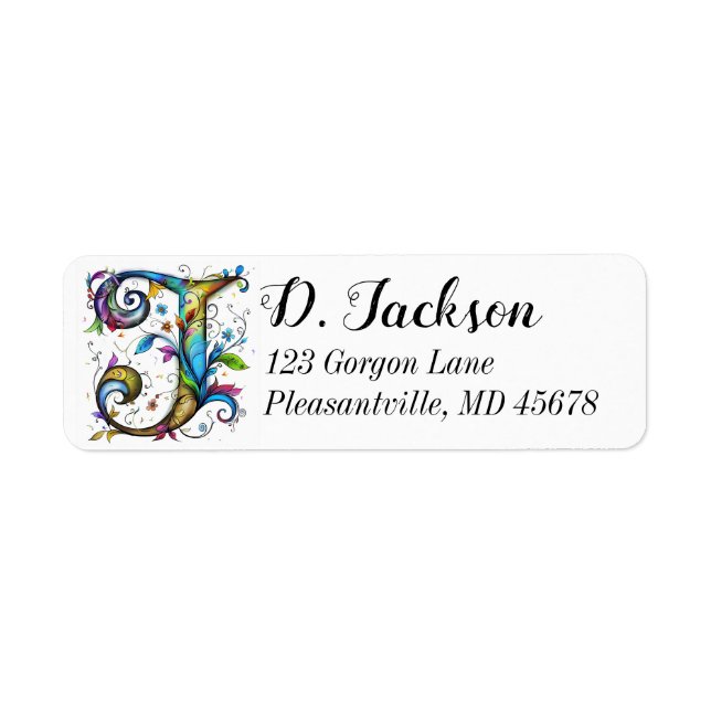 Etiqueta Monograma caprichoso J (Frente)