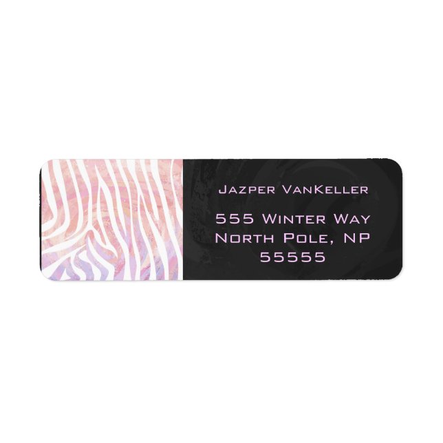 Etiqueta Monograma cebra rosa y blanco (Frente)