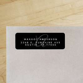 Etiqueta Monograma Chic | Negro Elegante | Dirección de Rem